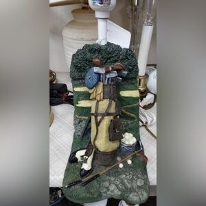 RARE 14" Vintage Golf Table Lamp Light Golf Bag Shoes Clubs Balls Theme Man Cave